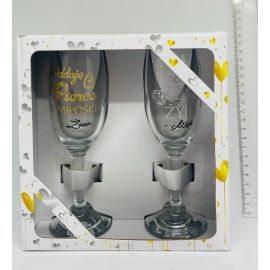 SET DVEH POROČNIH KOZARCEV Z POLSKIMI NAPISI V DARILNI EMBALAŽI, 190 ML