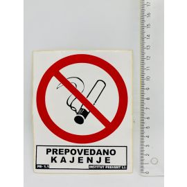 NALEPKA PROMETNI ZNAK PREPOVEDANO KAJENJE, 13X10,5 CM