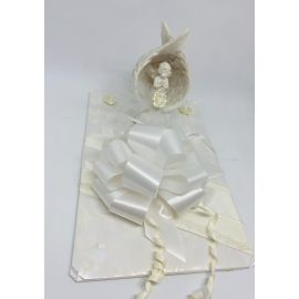 DARILNA PODLOGA ZA BON, BELA S PENTLJO IN ANGELČKOM Z LUČKO, 24X16 CM