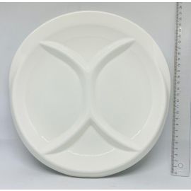 KERAMIČNI KROŽNIK ZA PRIGRIZKE, BELE BARVE, 27 CM