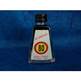 STEKLENIČKA Z ŽGANJEM IN ŠTEVILKO 80, 0,02 L