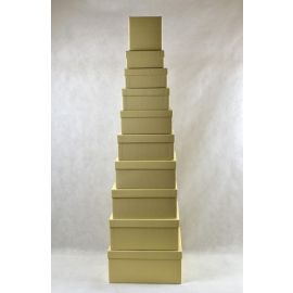 SET DESETIH DARILNIH ŠKATEL BEŽ/ZLATE BARVE Z VZORCEM, 31X31X14,5 CM (ACH)