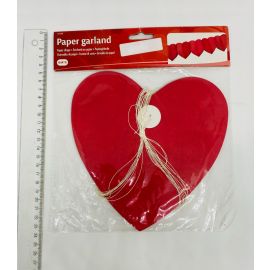 RDEČA PAPIRNATA GIRANDA SRČKI, 17 CM, 6 M