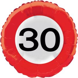 FOLIJA BALON RDEČE BARVE S PROMETNIM ZNAKOM 30, (FO)