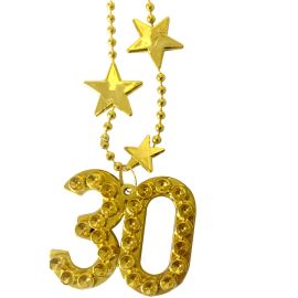 ZLATA PLASTIČNA VERIŽICA S ŠTEVILKO 30, 50 CM